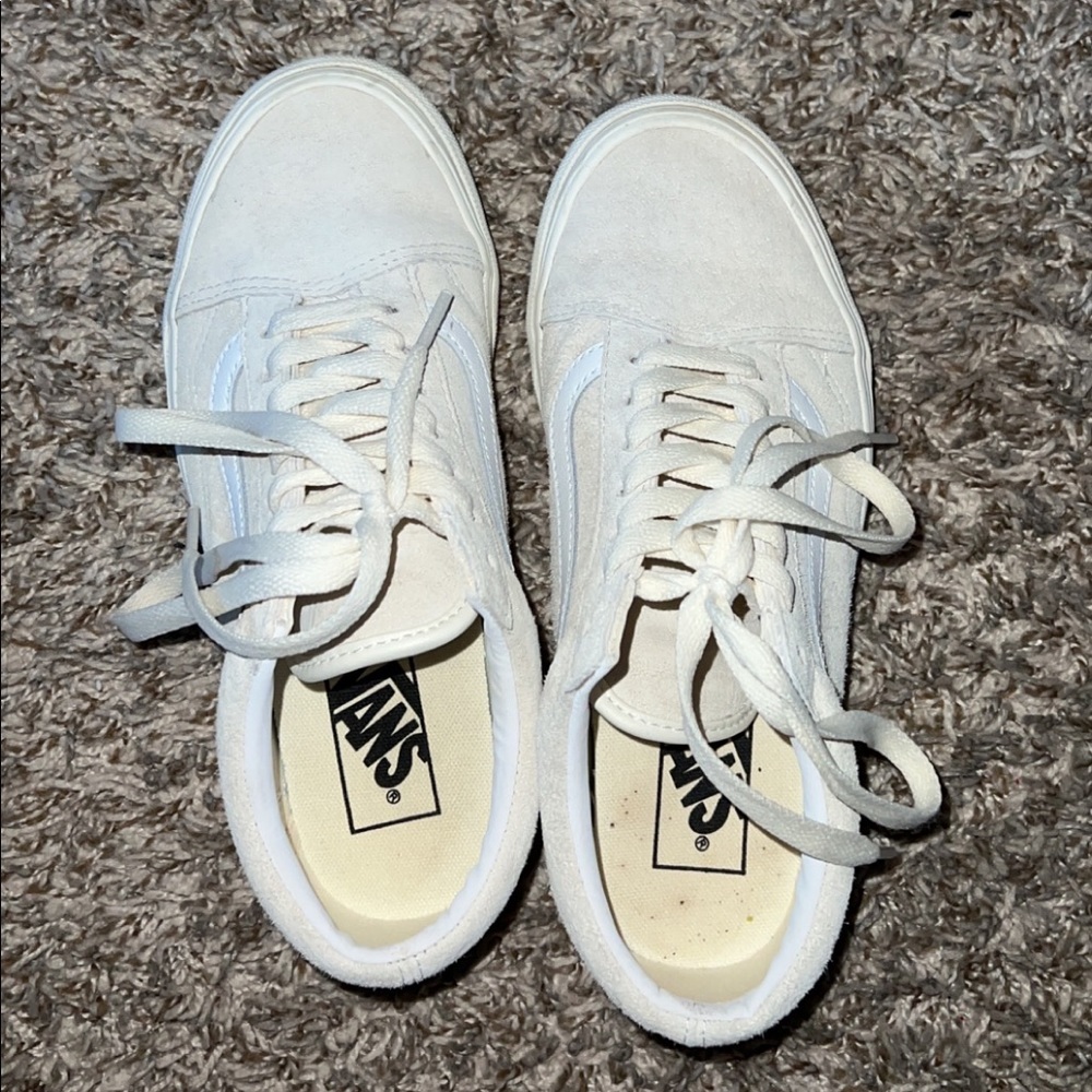RARE white and tan suede tie vans